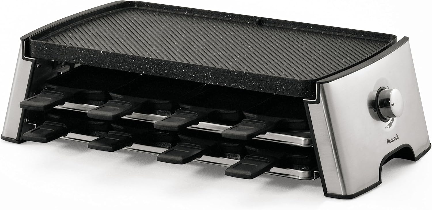 ピーコック ホットプレート 大型 1300W ホームパーティグリル おうち キャンプ バーベキュー ラクレット 焼肉 レシピ付き WRV-13 ステンレス