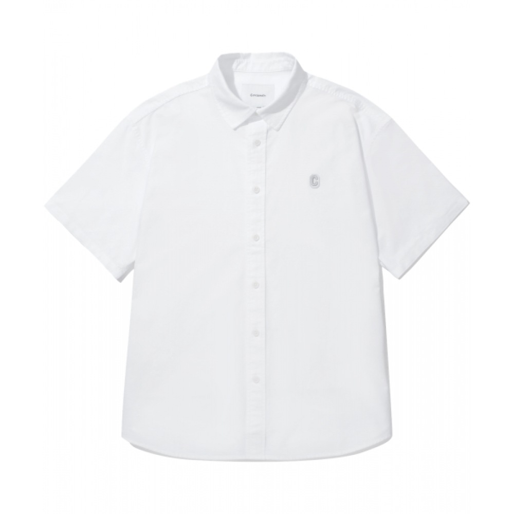 COVERNAT ピグメントオックスフォードハーフシャツホワイト