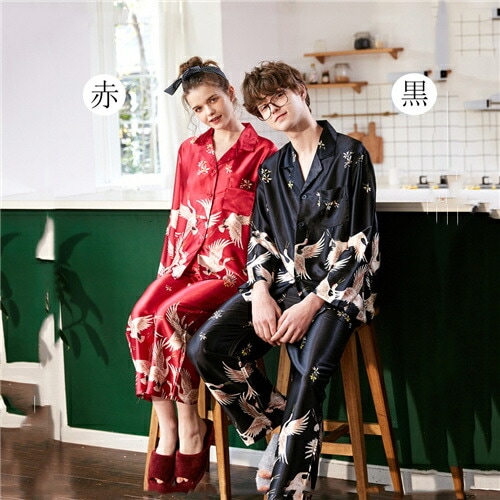 ペアパジャマ 合成 シルク パジャマ ペア おしゃれ 結婚祝い プレゼント ペアパジャマ サテン シルク パジャマ メンズ ペアルック パジャマ おそろい レディース ルームウェア 可愛い カップル