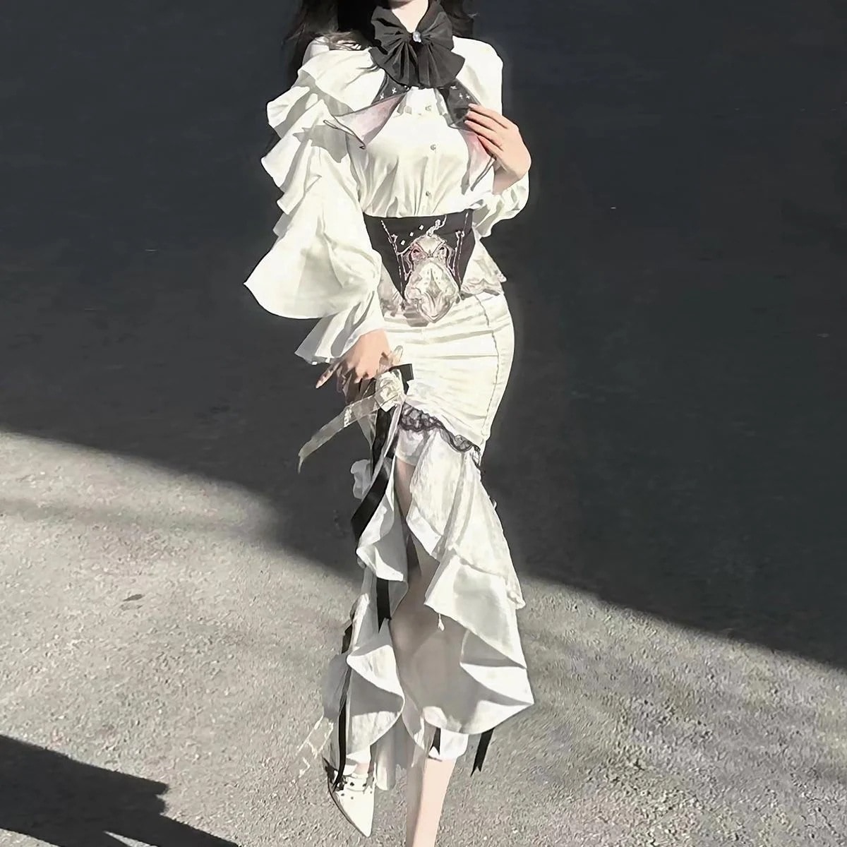 【フルセット】デザインリングスタードアlolita上着フィッシュテールスカートゴシックロリータセット