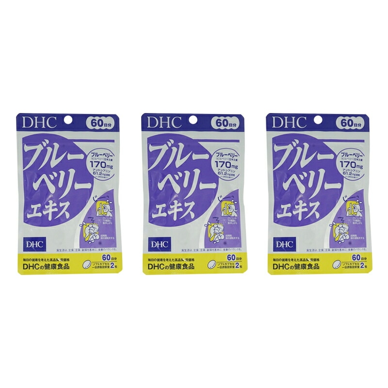[3個セット]ブルーベリーエキス 60日分 120粒 栄養補助食品 サプリメント 健康食品 ビルベリー パソコン スマホ[ギフトラッピング対応]