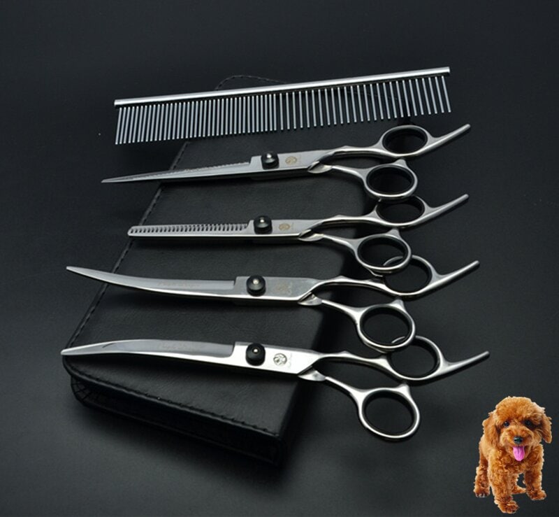 7.0寸紫龍ペットハサミ毛切りストレートカット歯切り平カットカーブカット反りカット美容家用セットツールです
