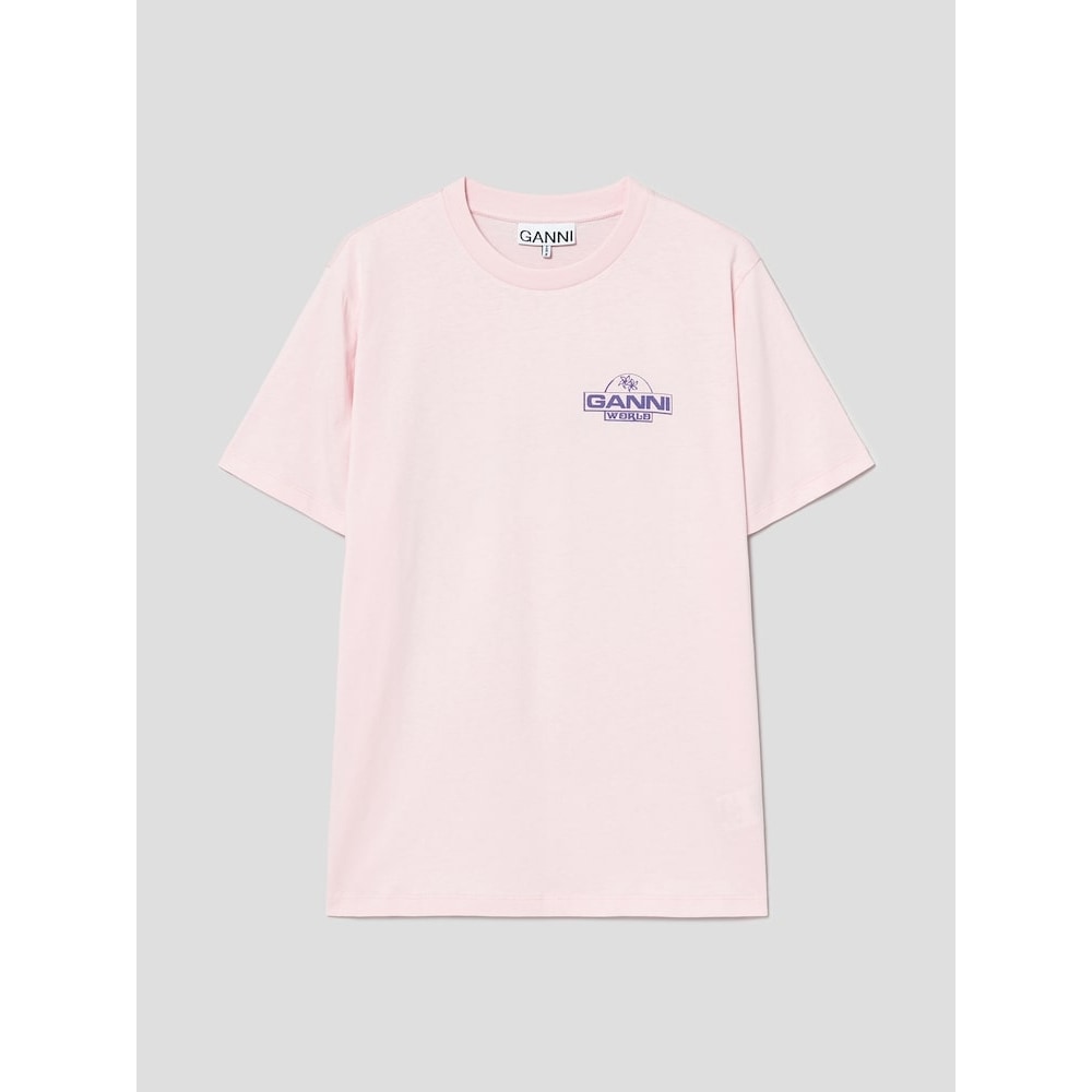 GANNI ベーシックジャージーパームツリーリラックスTシャツ-ロータス FW24/QN4542R04Y