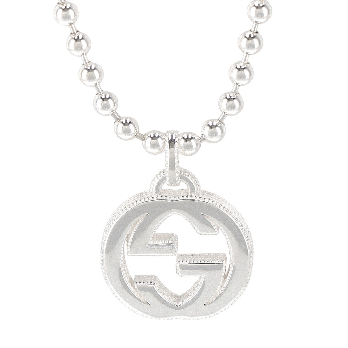 GUCCI 479217-J8400-8106 グッチ インターロッキングG ボールチェーン ペンダント SILVER925 スターリングシルバー
