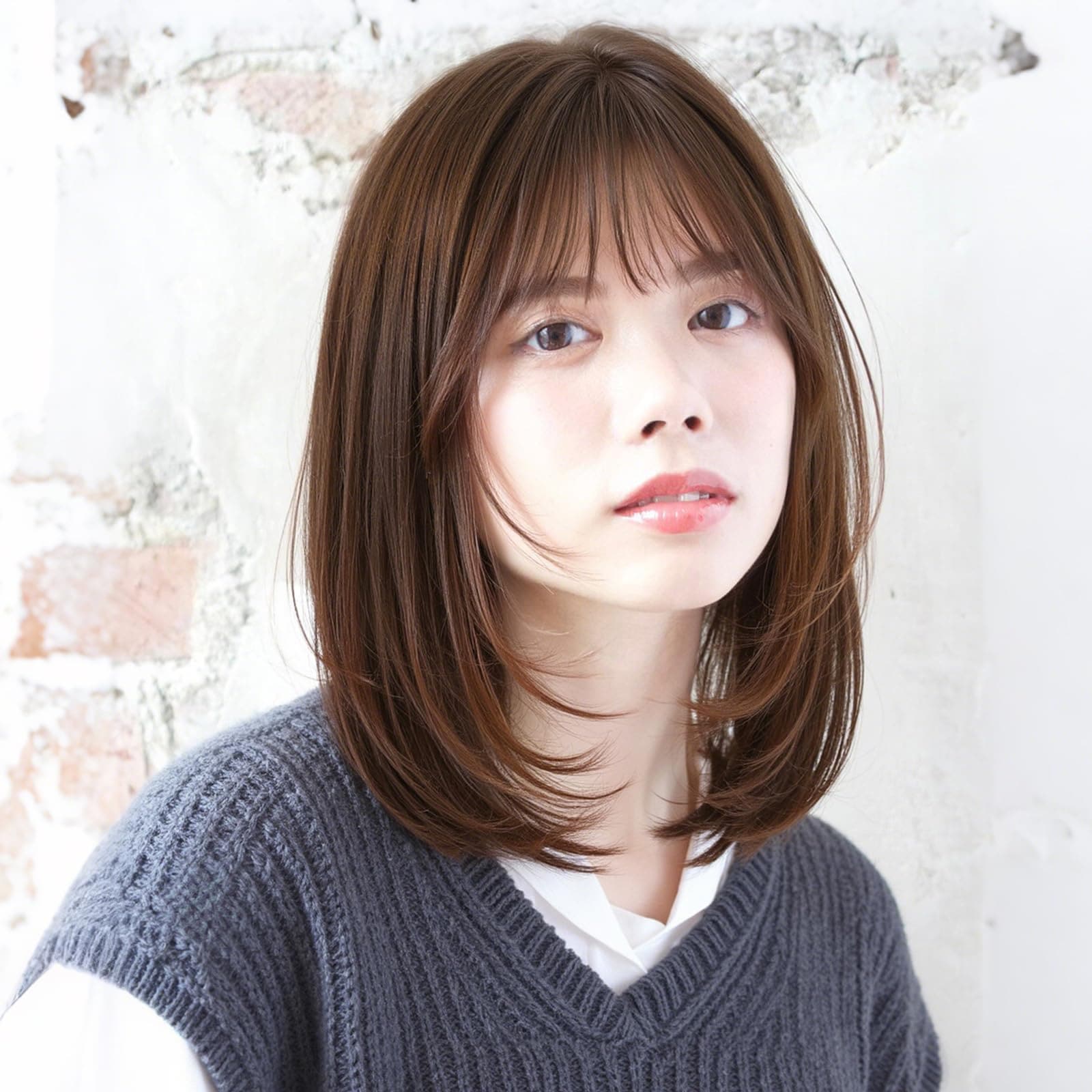 EMMOR 医療用ウィッグ 人毛 フルウィッグ 人毛ミックス レイヤーカット ミディレングス 手植え I型つむじ 超リアル 女性用 かつら レディース 前髪 自然 人気 抗菌 ベージュブラウン 35c