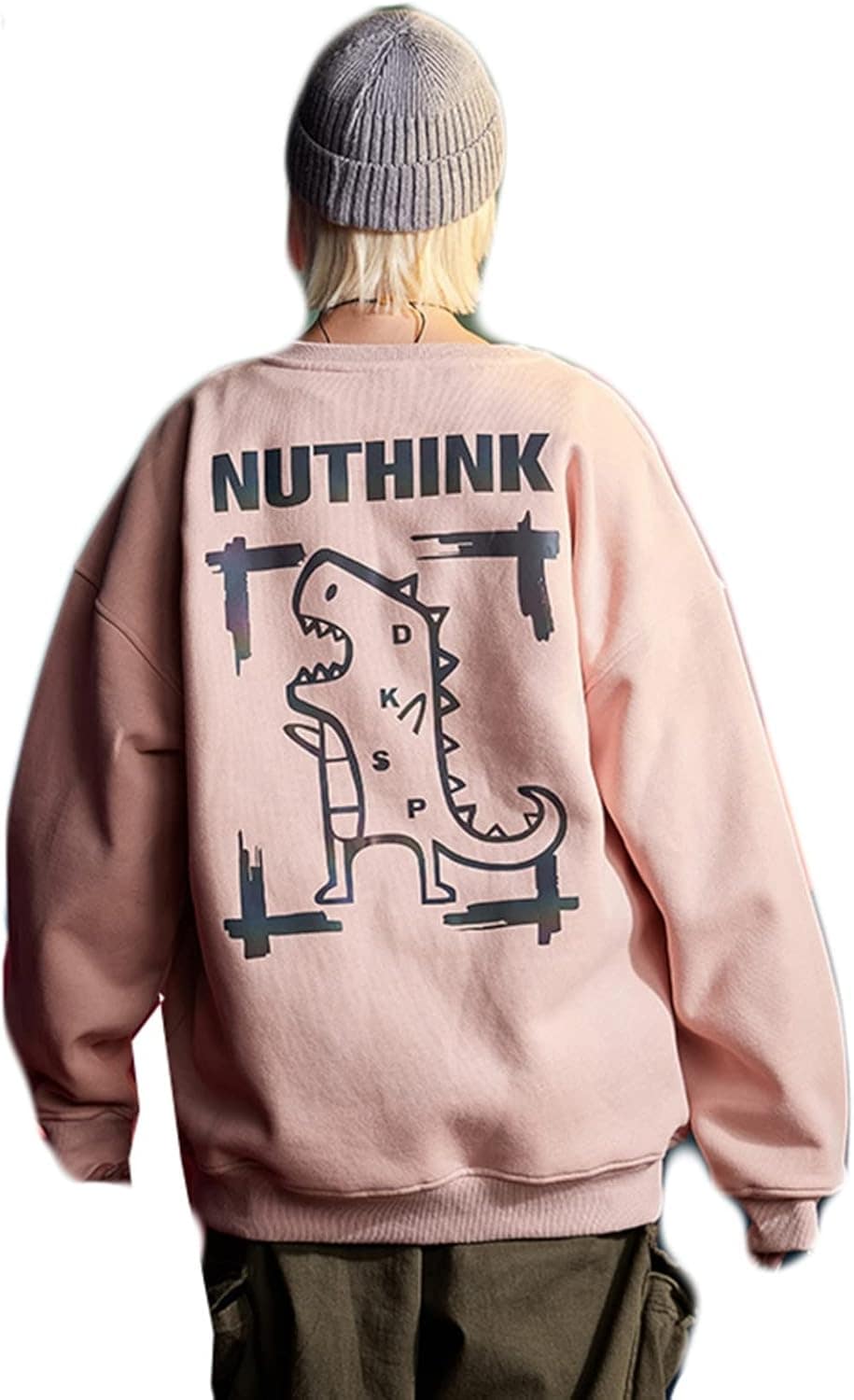 男性用 スウェット パーカー 恐竜柄 反光 長袖シャツ 春秋 プルオーバー オーバーサイズ ファッション 通気性 伸縮性 クルーネック 体型パカー トップス トレーナー カジュアル ハンサム ランニン