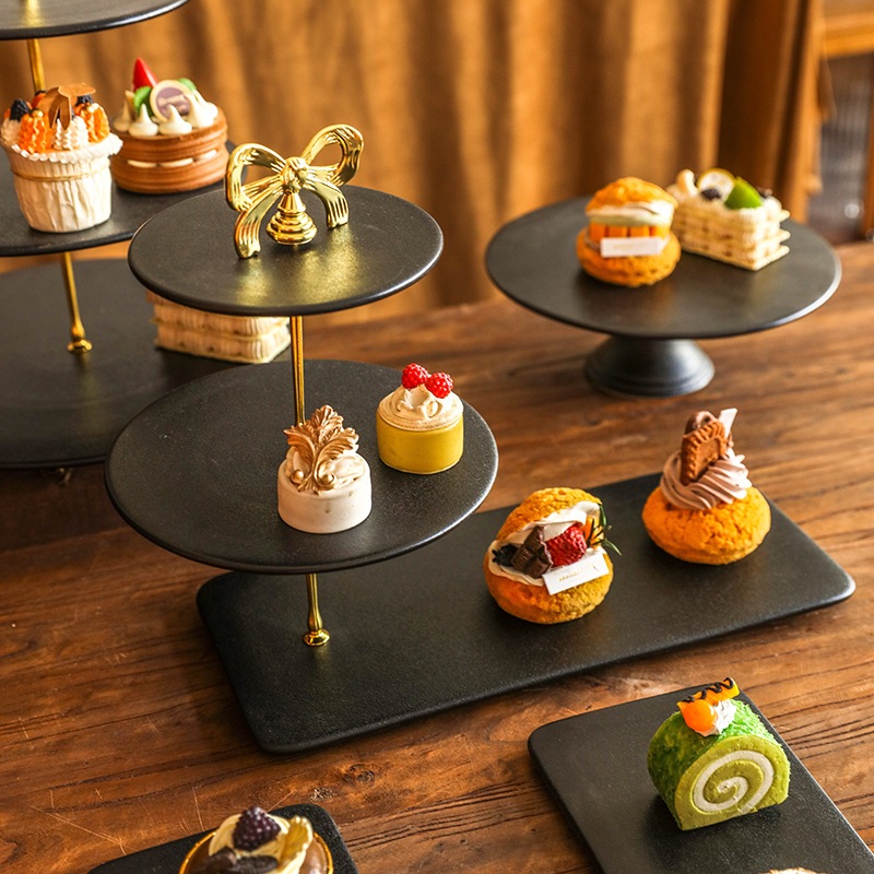 ブラックデザートテーブルビュッフェテーブルディスプレイスタンドスナックフルーツトレイティーテーブルホテルケーキデザートトレイ 7,459円