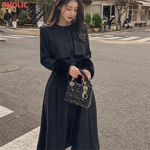 [メガ割りSALE]ベルト付エコファースリーブAラインコート