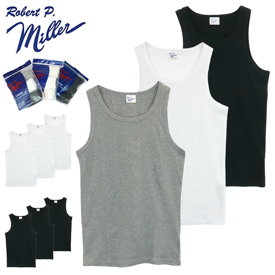 タンクトップ 133C パネルリブ ノースリーブ メンズ トップス インナー アンダーウェア 下着 シンプル 無地 3枚組