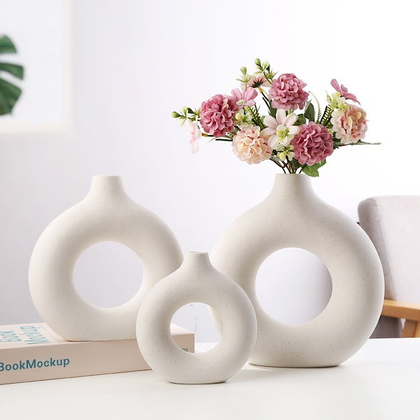 Qoo10] 創意的な陶磁器の花瓶の置物客間の花器の幾