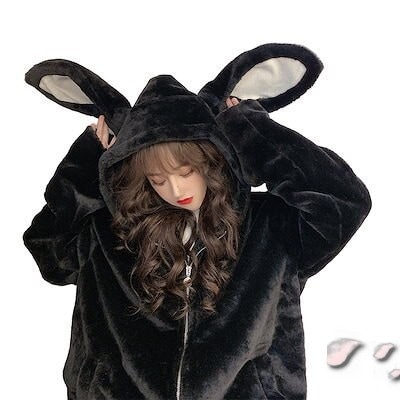 【短納期】 うさ耳ファーコート 病みかわ ゆめかわ ブルゾン 地雷系 トラバス レディース 秋冬 厚手