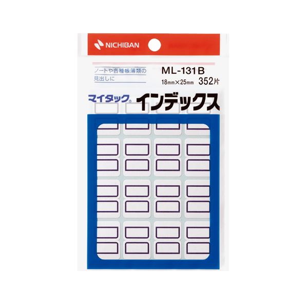 (まとめ) ニチバン マイタック インデックス 紙ラベル 小 18×25mm 青枠 ML-131B 1パック(352片：16片×22シート) (×30セット)
