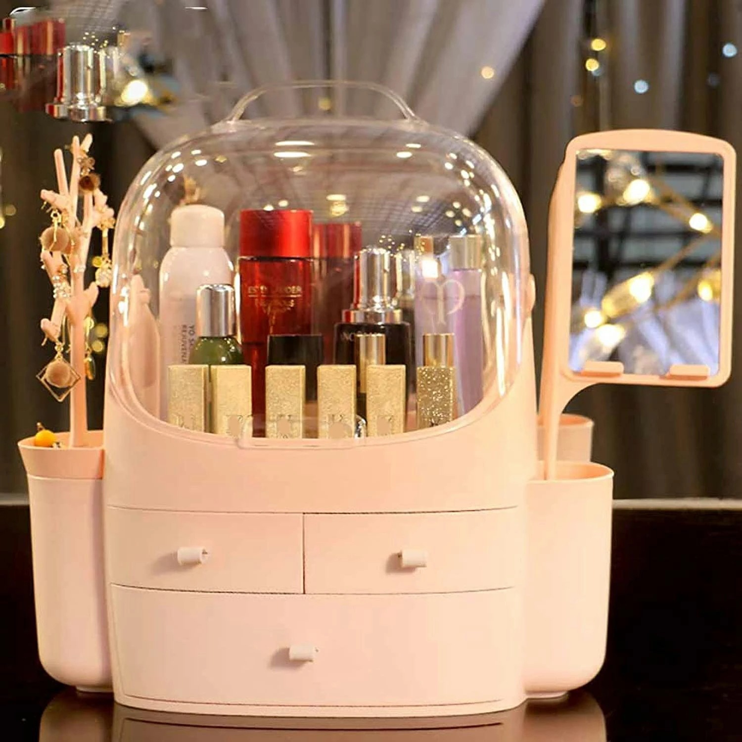 コスメボックスク収納ボックス量きィッシュケース兼備プ収納品収納防水出し入れ品入れュエリーセサリー収納プルゃれオレンジ 7,090円