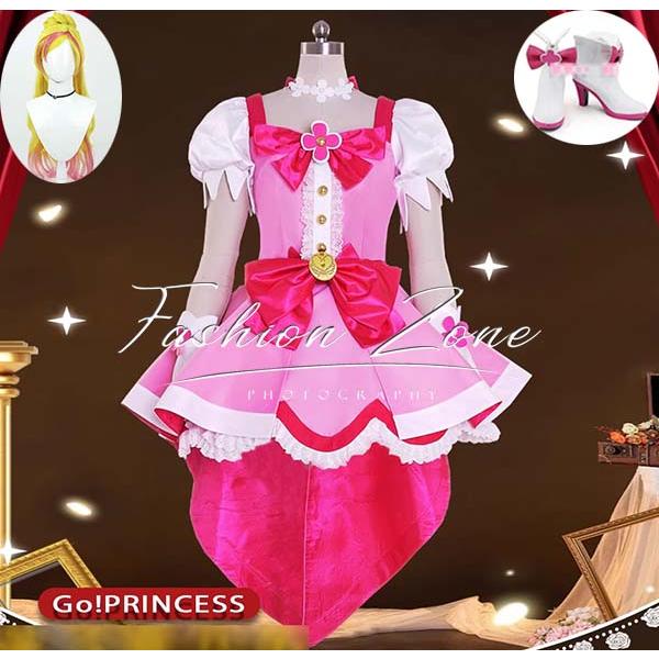Goプリンセスプリキュア 風 春野はるか キュアフローラ 花神天使 コスプレ衣装 ウィッグ 靴 cosplay ハロウィン 演出服 変装