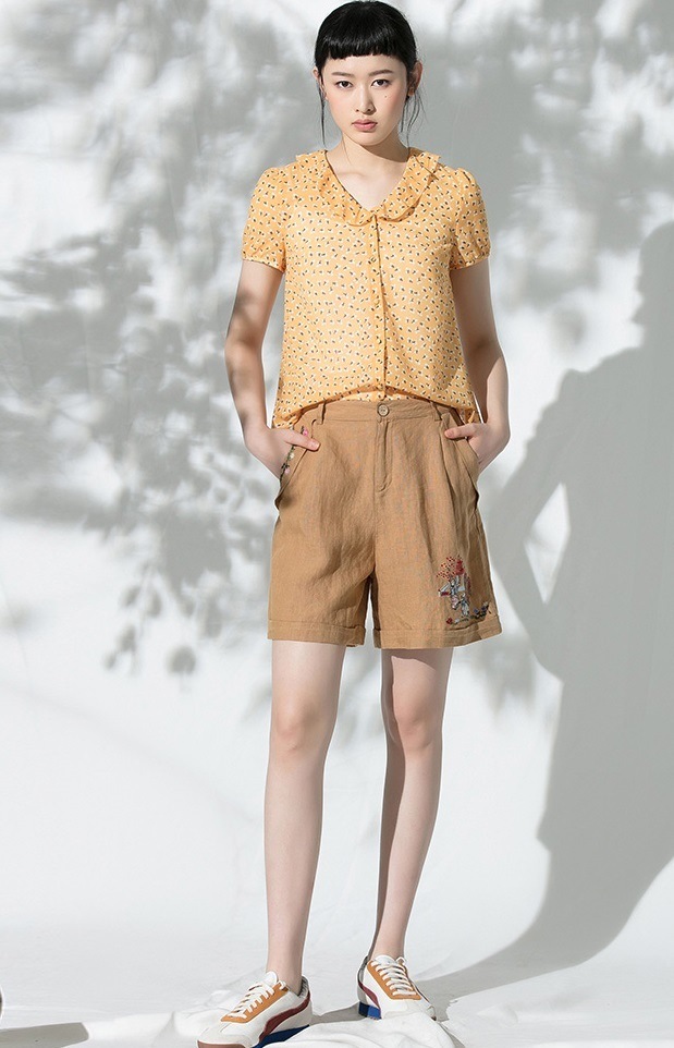 レディース カジュアル デザイン トップス ブラウス ファッション 外国風 シフォンシャツ イエロー S M L XLトップス 袖あり かわいい 大人可愛い きれいめ シンプル カジュアル 大人 上品