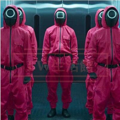 【新品開催 即納】イカゲーム Squid Game コスプレ衣装 赤いジャンプ 警備員 韓国 イベンド マスク付き