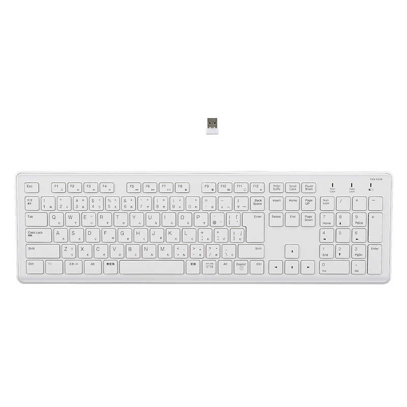 ナカバヤシ　超静音 無線静音フルキーボード(テンキー付)　FKBR249W