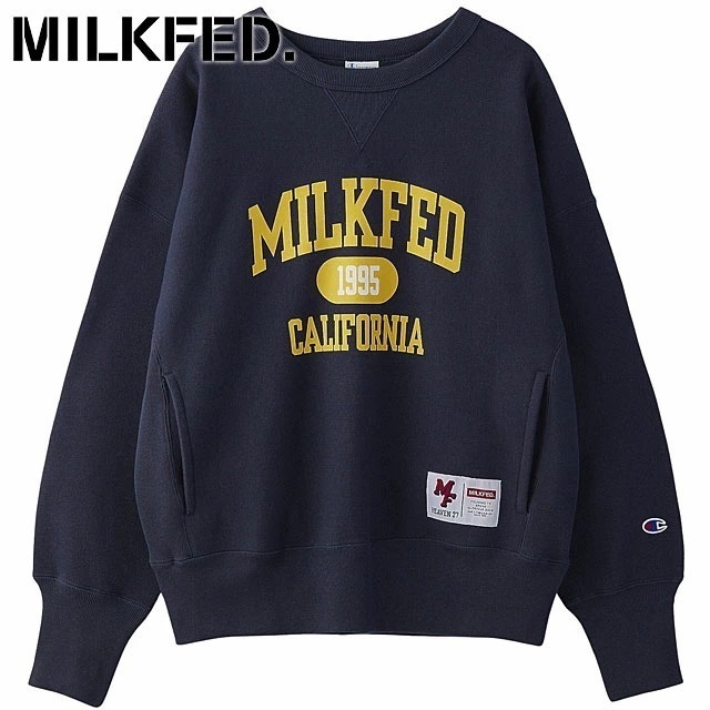 チャンピオン スウェットトップ [103244012009] MILKFED.×CHAMPION SWEAT TOP レディース トップス トレーナー スウェットシャツ NAVY
