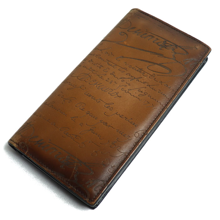 Berluti ベルルッティ サンタル スクリットレザー ジップロングウォレット 長財布 CACAO INTENSO メンズ 中古