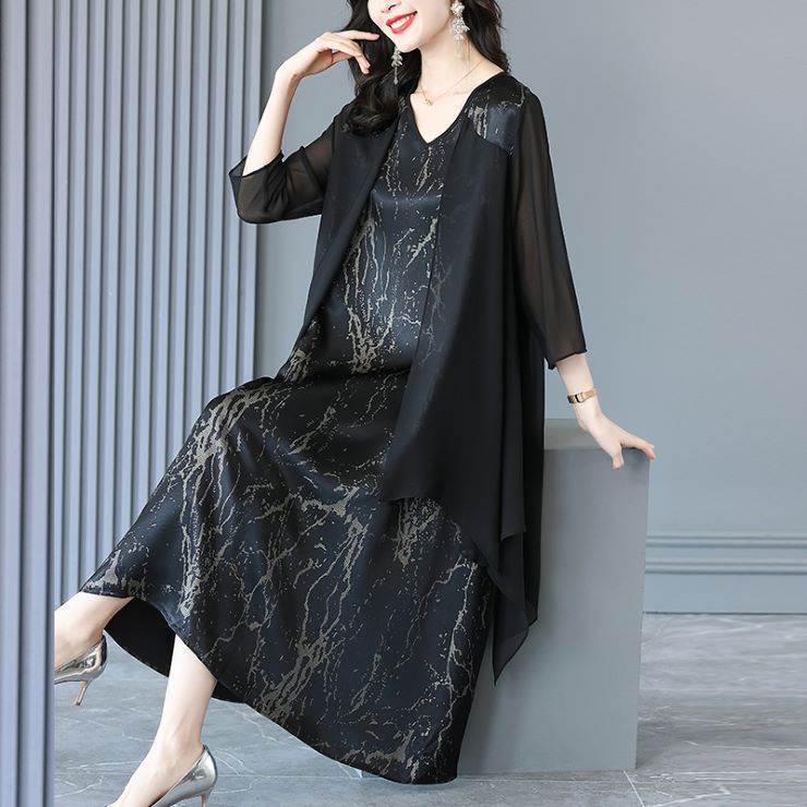 エレガントブラックドレス パーティードレス 結婚式 ワンピース フォーマル 披露宴 卒業式 入学式 発表会 二次会 20代 30代 40代 大人 レディース 5分袖・7分袖 春 夏 秋 冬