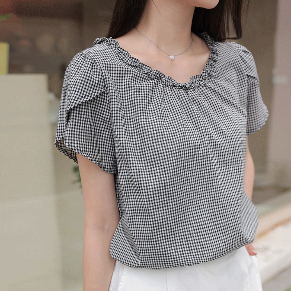 クリック＆ファニー ディンテンシャリング チェックブラウス