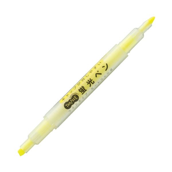 （まとめ） TANOSEE キャップが外しやすい蛍光ペン ツイン 黄x10本 [x10セット]