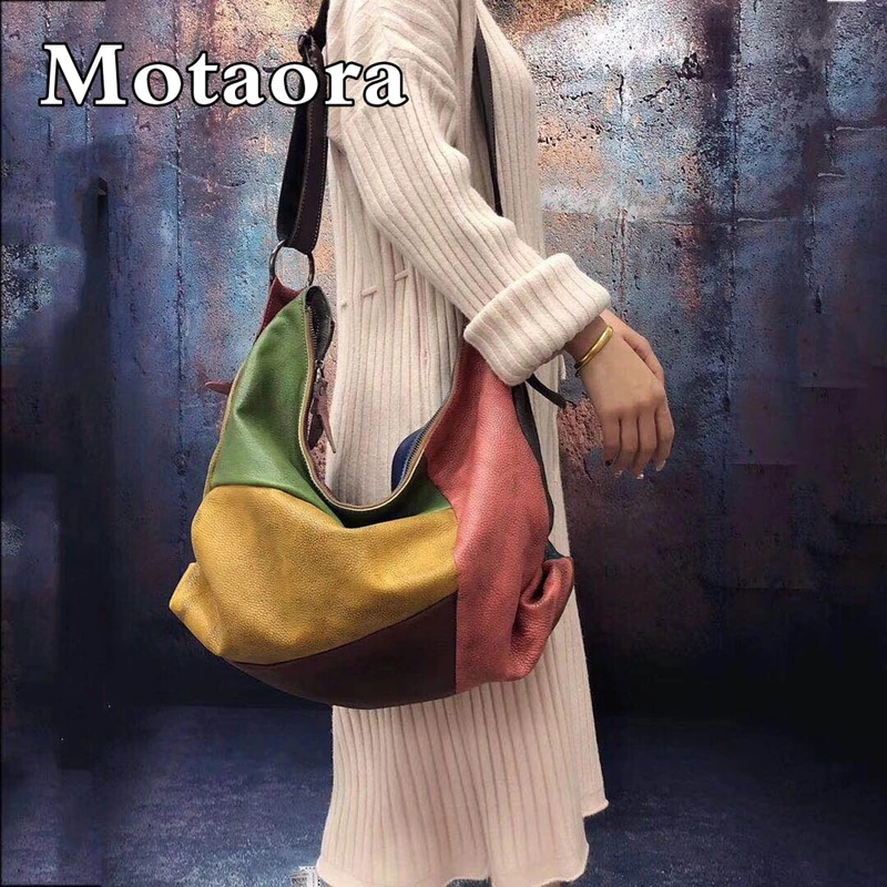 納期1~3週間程：Motaora-女性用本革クロスオーバーバッグ,大型パッチワークショルダーバッグ,ホコハンドバッグ,ラグジュアリー,デザイナー,女の子用