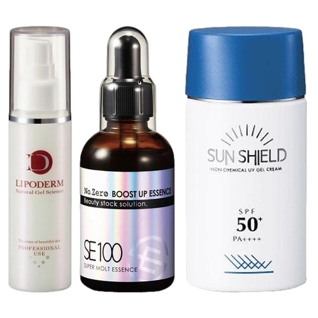 スーパーエッセンス２種/ セラミドCE 100ml+ No.ZERO 60ml + サンシールドゲル SPF50のセット