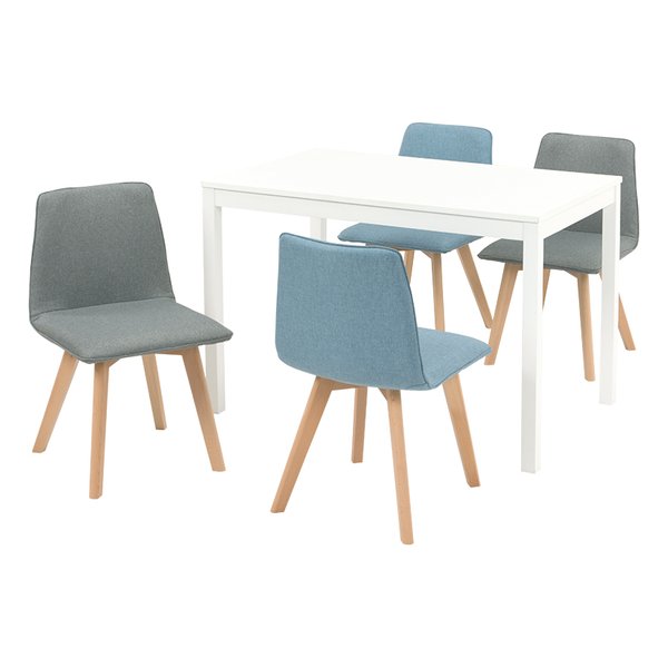 ダイニング5点セット 4人掛け テーブル×1チェア×4 ホワイト/ブルー/グレー SH-8618WH-BL-GY-5S