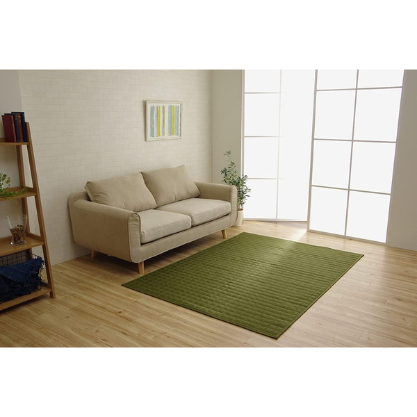 1291300125501 ラグ カーペット 2畳 洗える 無地 コルム グリーン 185×185cm メーカー直送