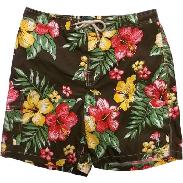 海水パンツ 水着 インナー付き アロハ柄 ブラウン PR6-052