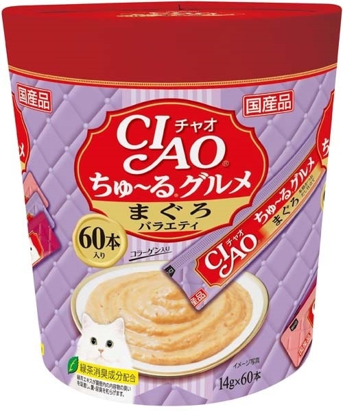 （まとめ買い）いなばペットフード CIAO ちゅるグルメ まぐろバラエティ 14gx60本 SC-139 猫用 [x3]