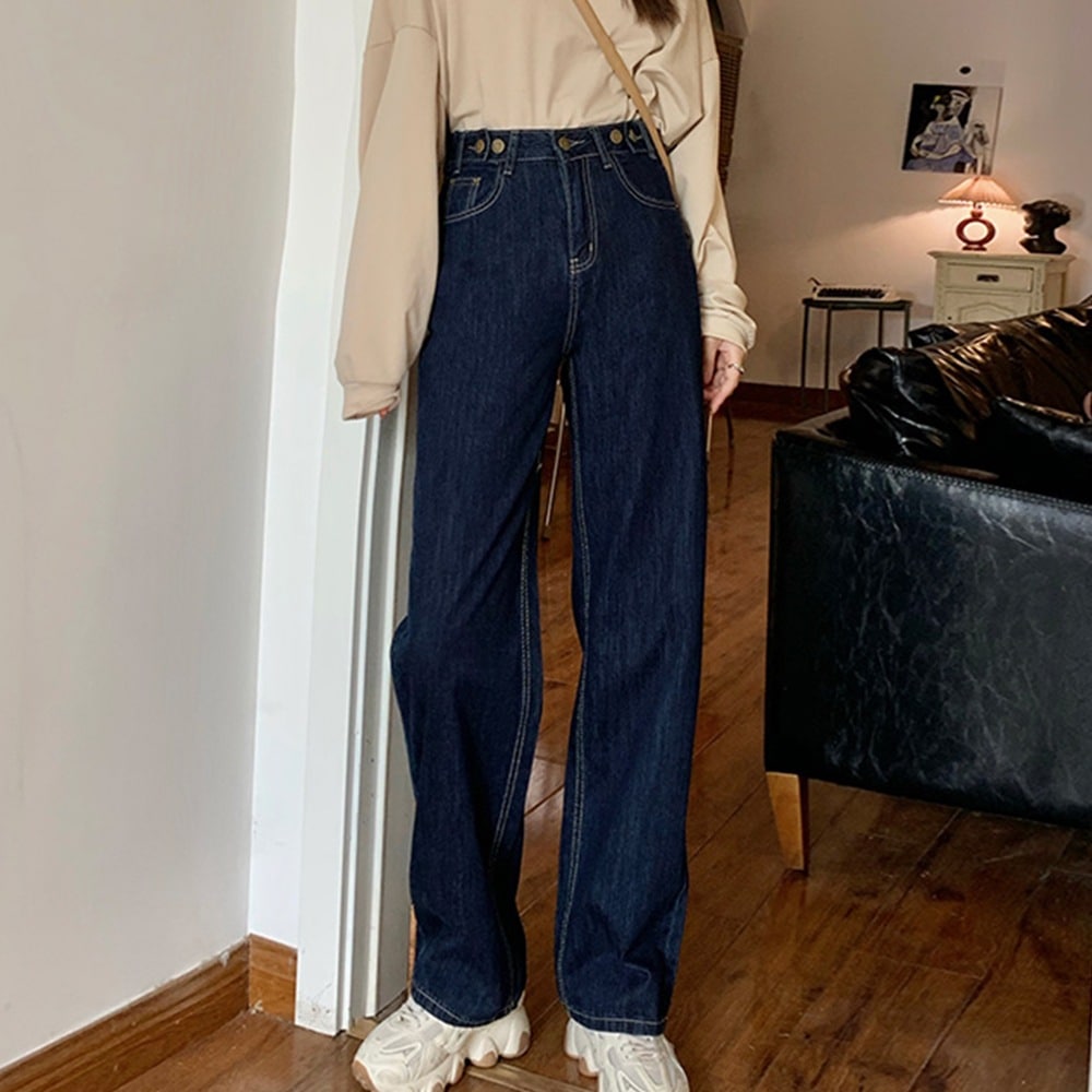 ボトムス パンツ ストレートパンツ デニムパンツ ロング ロング丈 ストレート ワイド ファスナー ポケット ハイウエスト デニム かわいい 大人可愛い きれいめ カジュアル 大人 おしゃれ お洒落