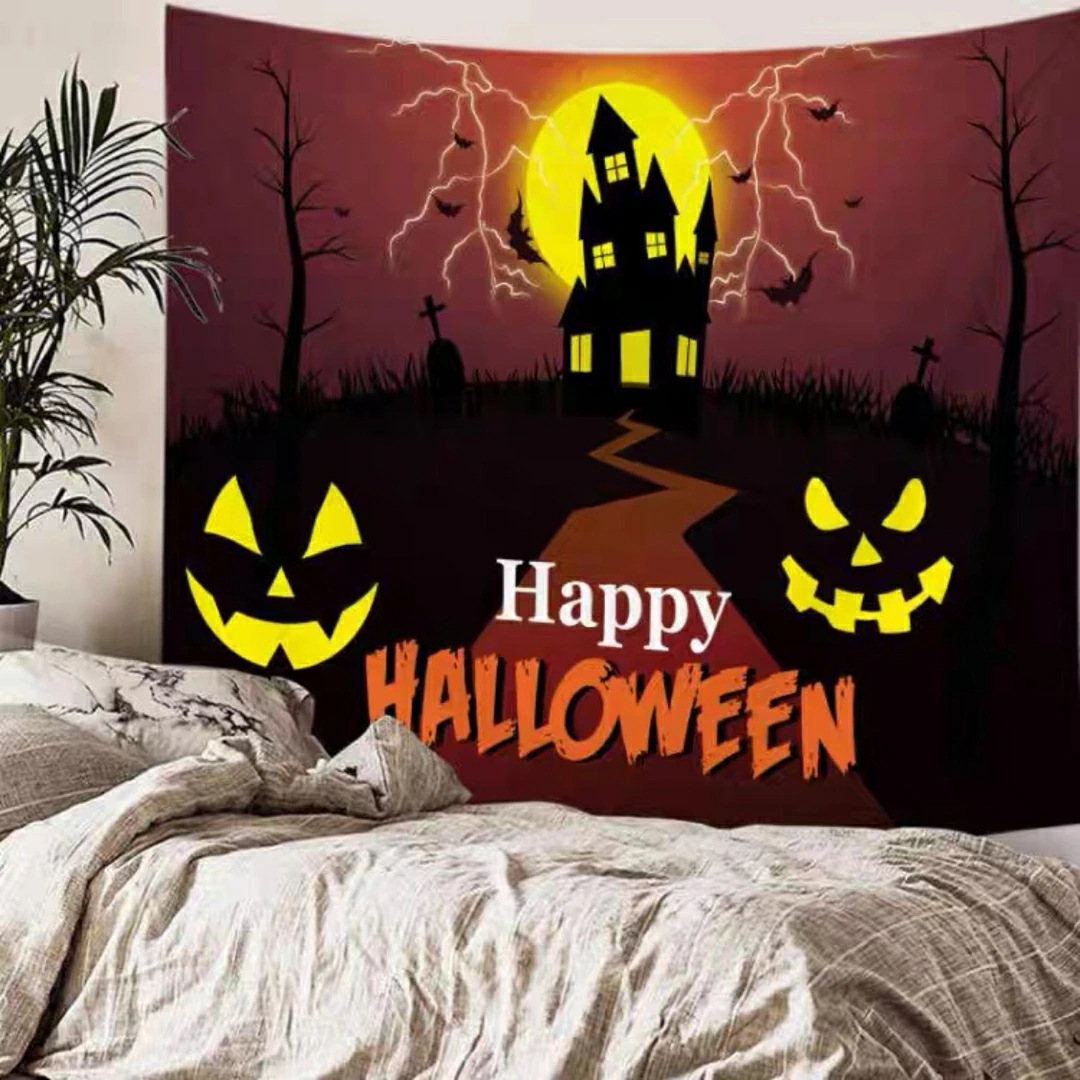 A060273タペストリー ハロウィン カボチャ布ポスター 壁面装飾 壁掛け飾り 窓 背景布