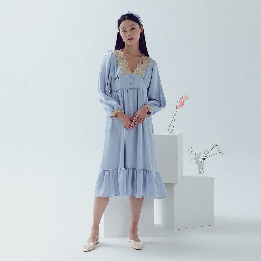 BALCONY [3846-BBFHO] アデリンワンピースブルー