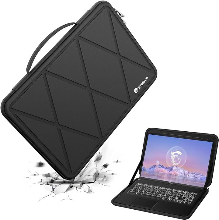 硬質EVA保護スリーブケース 15.6インチ MSI Bravo A4DDR ラップトップ用 Thin GF63 防水( Black, For MSI 15.6インチ（M94-2）)