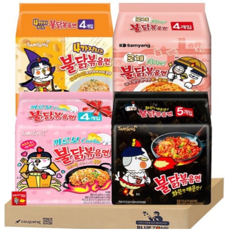 プルダックポックンミョン4種類セット(プルダック,ロゼ,チーズ,カルボ)