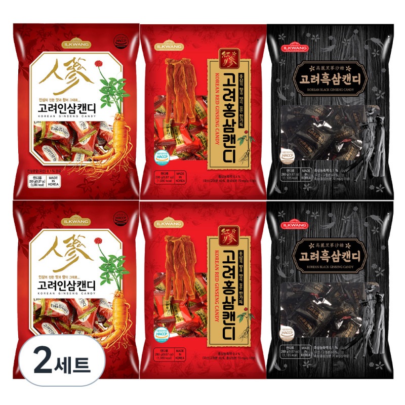 日光菓子高麗紅参キャンディ280g 2p高麗人参キャンディ2 280g 2p高麗黒サムキャンディ280g 2p1.68kg2セット