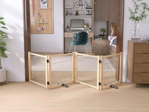 ペットフェンス 犬 ペットゲート 置くだけ 犬 フェンス 室内 ペット 柵 安全柵 小型犬 中型犬 脱走防止 ガード 飛び出し防止 多頭飼い ペットガード(高さ58cm長さ234cm4つのパネル)