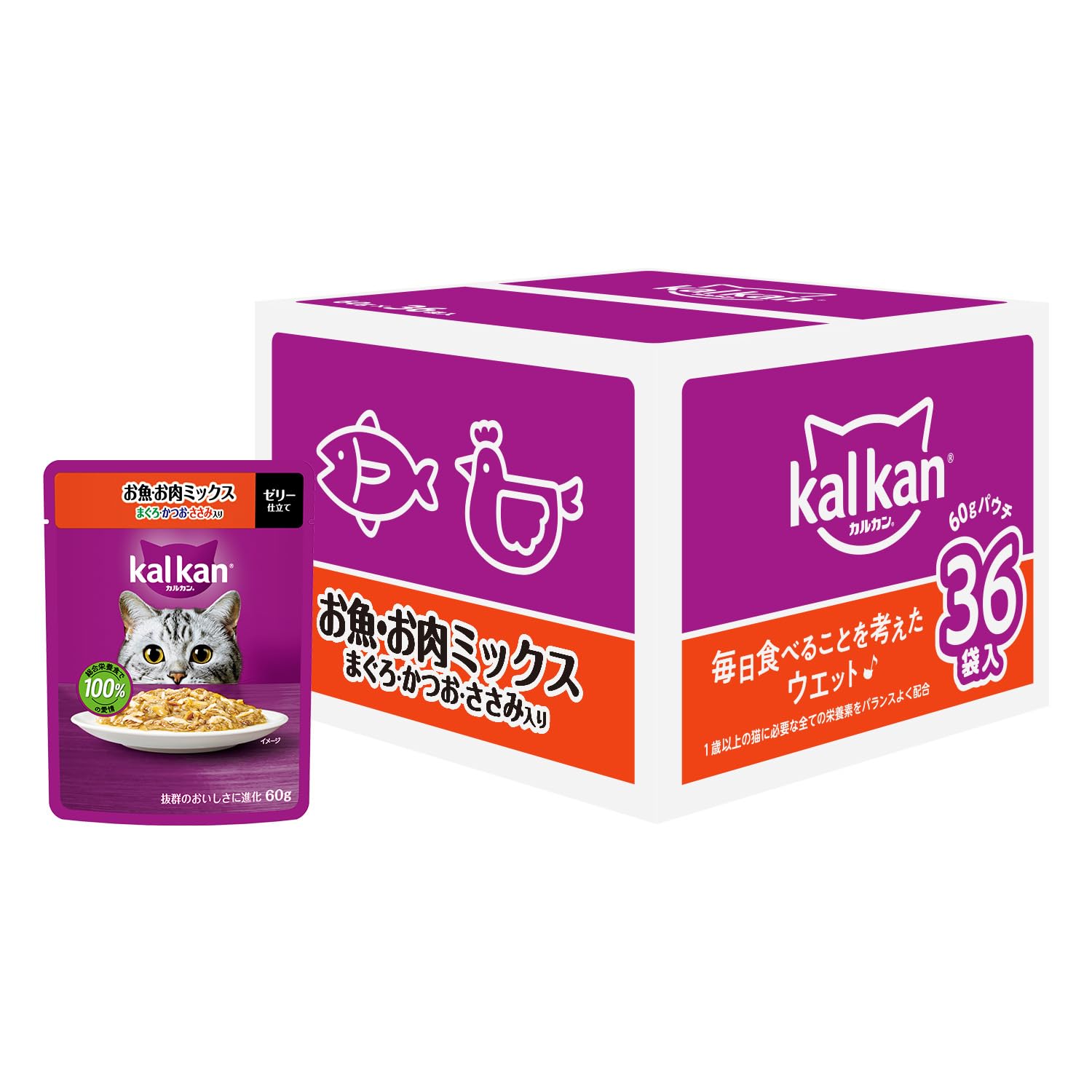 カルカン パウチ 1歳から 60g×36袋 お魚・お肉ミックス まぐろ・かつお・ささみ入り 成猫用 ウェットフード キャットフード 総合栄養食 水分補給 毎日食べることを考えたウェット 猫 kal k 4,761円