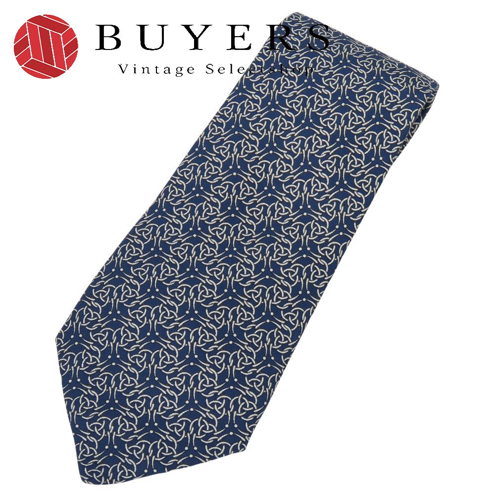 中古 ネクタイ ケルトノット シルク ネイビー ホワイト ビジネス スーツ アパレル メンズ 男性