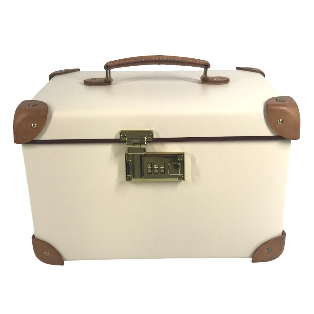 GLOBE TROTTER グローブトロッター ハンドバッグ バニティ バニティケース ミラー付き カバン ボックス BOX メイクボックス ポーチ レザー ベージュ