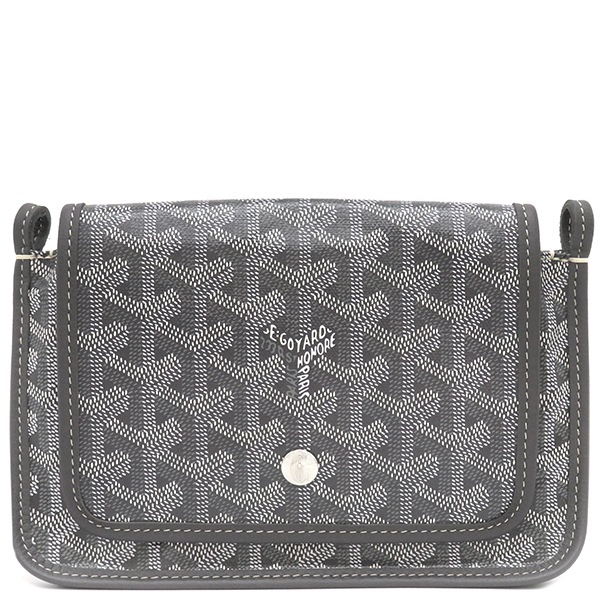 ゴヤール GOYARD ショルダーバッグ プリュメ ポーチウォレット ゴヤールディンキャンバス グレー シルバー金具 ヘリンボーン柄 ボディバッグ 【保存袋】【中古】 117,420円
