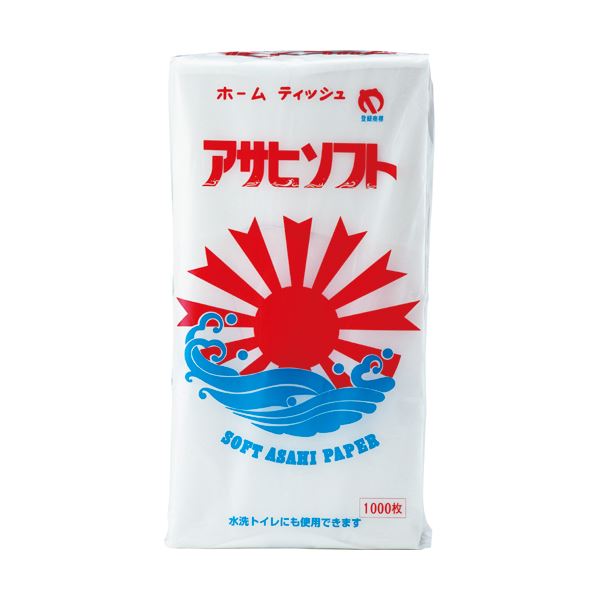 八幡浜紙業 ちり紙 アサヒソフト 1セット（12000枚：1000枚x12パック）