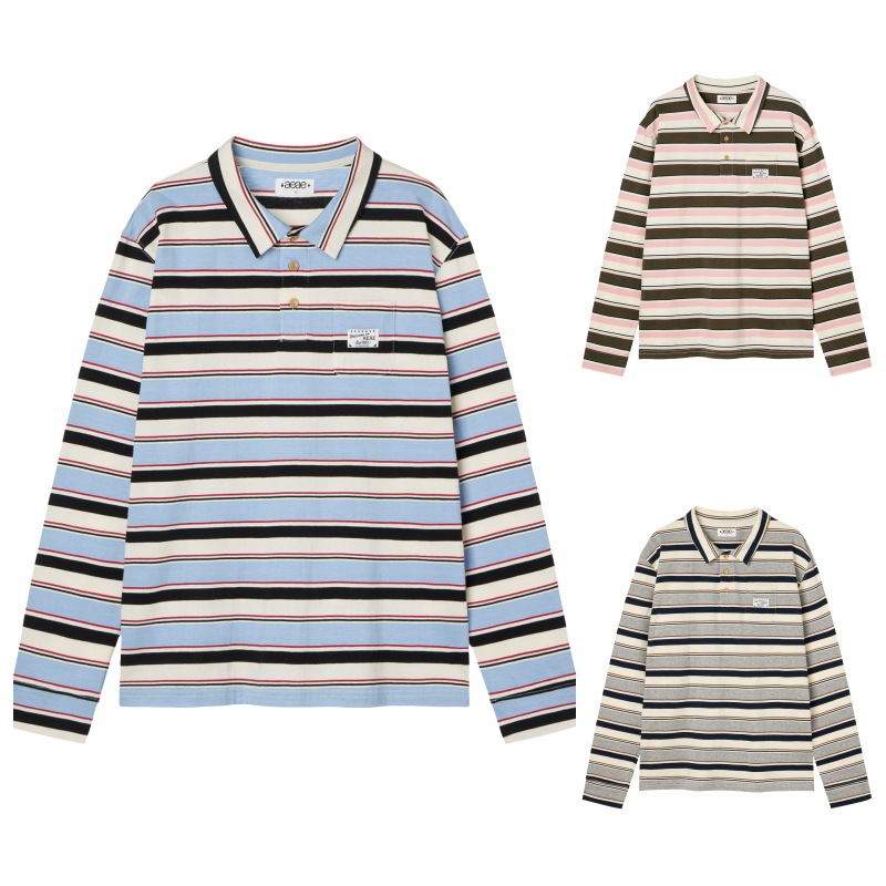 【aeae】 STRIPE PK T-SHIRTS : 3COLORS