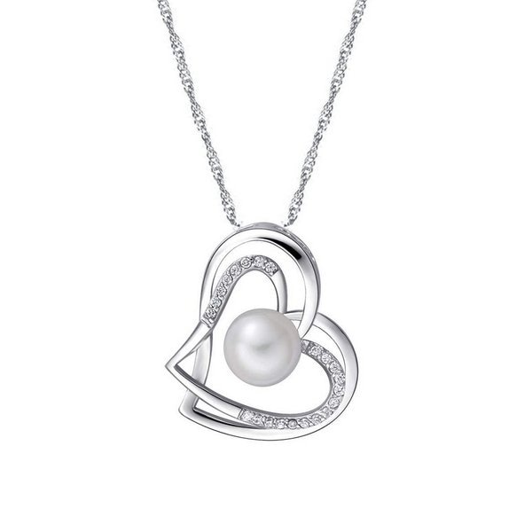 キュービックパールダブルハートネックレス送料無料！ ルピス