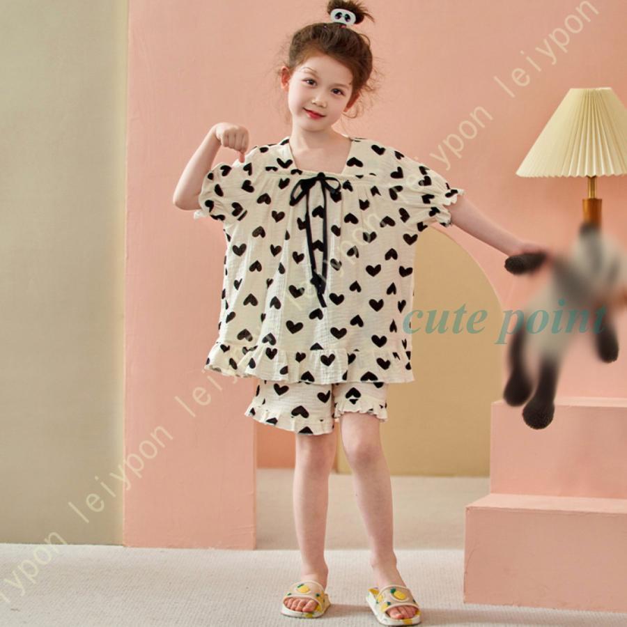 寝間着 女の子 ジュニア 子供服 上下セット 半袖 セットアップ 部屋着 コットン パジャマ ルームウェア 長ズボン 薄手 子供 ナイトウェア キッズ 5,486円