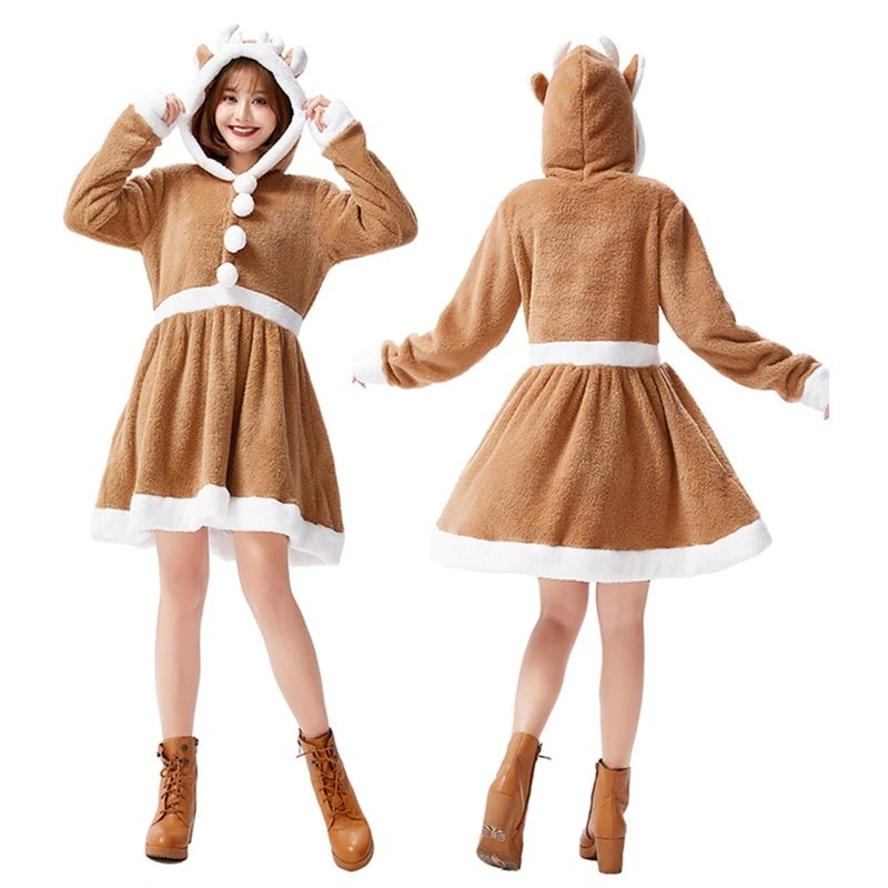 103 ハロウィンクリスマス新金パーティー欧米映画テレビセクシー気質女性動物服サンタクローストナカイコスプレショー服ファッションファスナー個性かわいい仮装舞踏会お衣装を演じるワンピースLQZC 5,191円