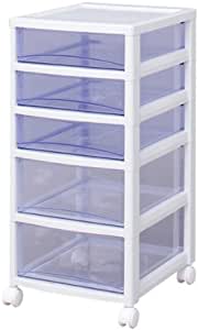 チェスト スーパークリア 5段 日本製 幅32奥行39高さ68cm ホワイト / クリアブルー 白 プラスチック SCE-320