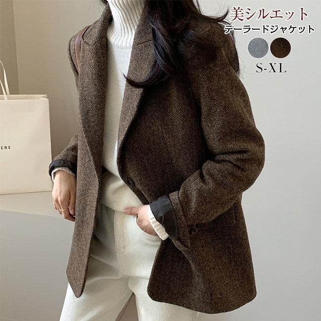 【急速出荷 2025年新作】ジャケット テーラード きれいめ シンプル ツイード 上品 スリット センターベント 上品 ポケット 入学式 ママ